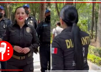 Sandra Cuevas presume remodelación de parque ¡disfrazada de policía!