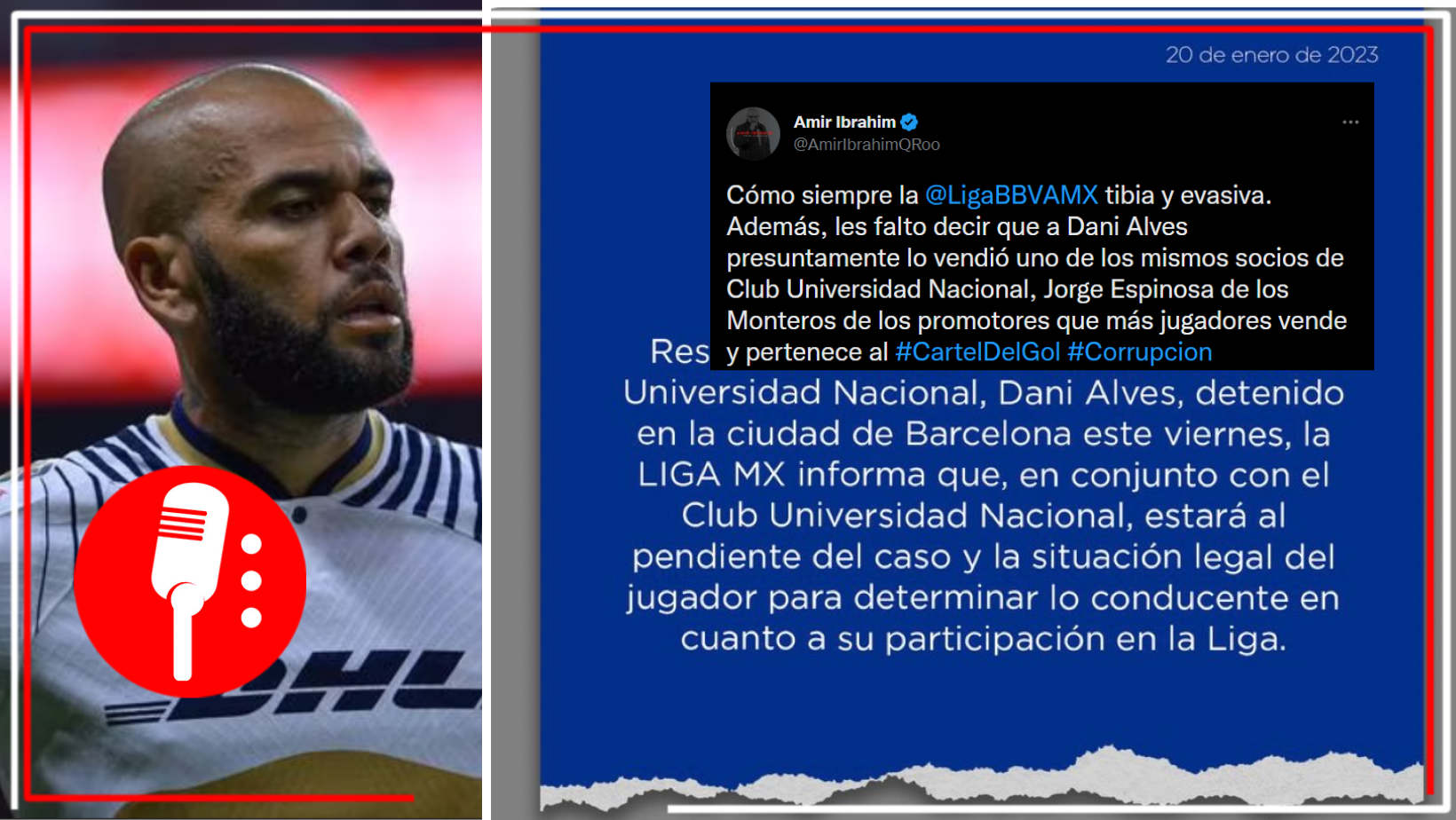  Dani Alves, actual jugador de Pumas, fue detenido por caso de presunta agresión sexual en Barcelona; Amir Ibrahim señaló a la Liga MX como tibia y evasiva