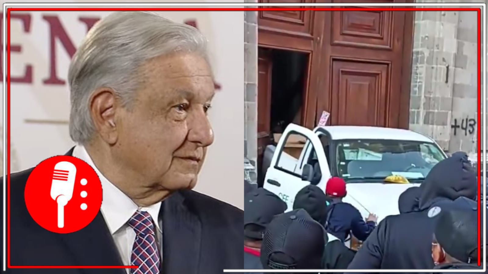 Normalistas secuestran camioneta para irrumpir en Palacio Nacional; AMLO señala que es un acto de provocación en el que no caerá (VIDEO)