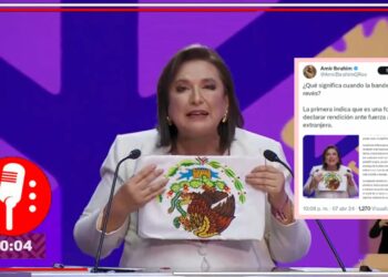 La derecha no tiene ideas ni propuestas: Leyendo su discurso y con el escudo nacional invertido, Xóchitl Gálvez cerró sus ataques en contra de Claudia Sheinbaum, durante el primer debate presidencial