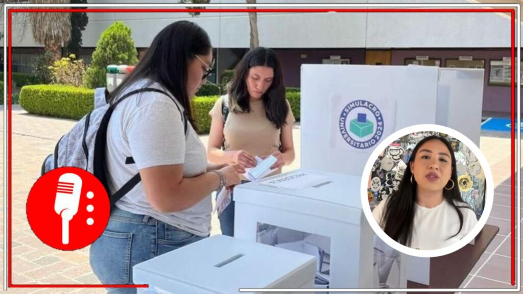 Estudiantes emitiendo su voto en el Simulacro Electoral Universitario. Foto: X/@SimulacroMX