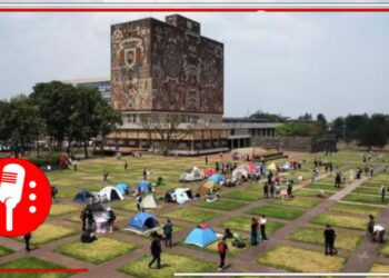 Campamento de estudiantes de la UNAM. Foto, vía: Al Mayadeen