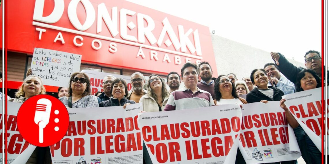 Clausura ciudadana a taquería Doneraki. Foto: Pasotti/X @pasotti_