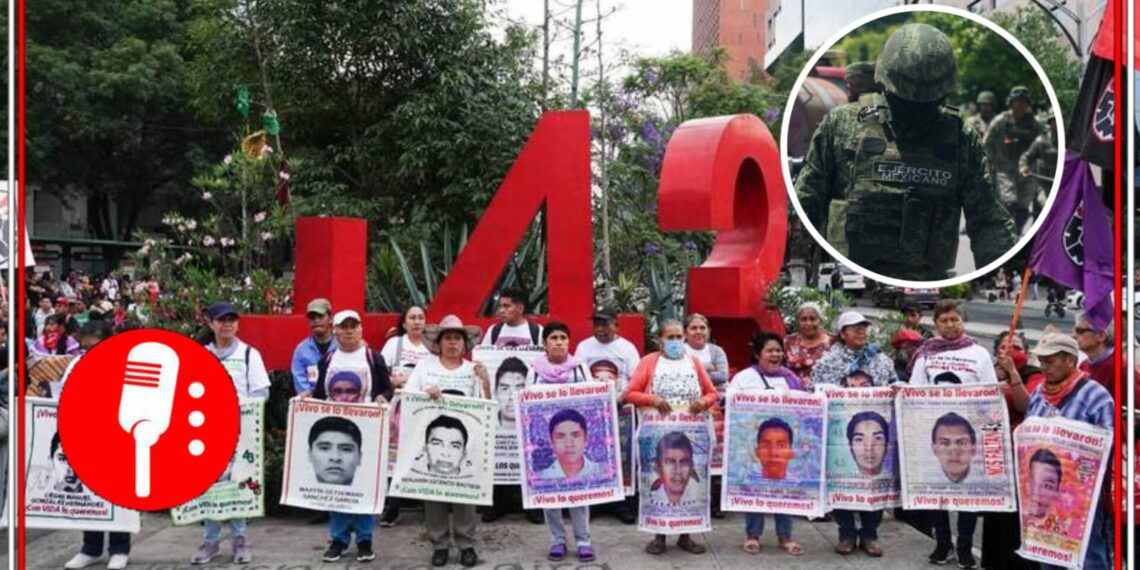 Padres de los 43 estudiantes normalista y elementos del ejército mexicano. Fotos: Cuartoscuro