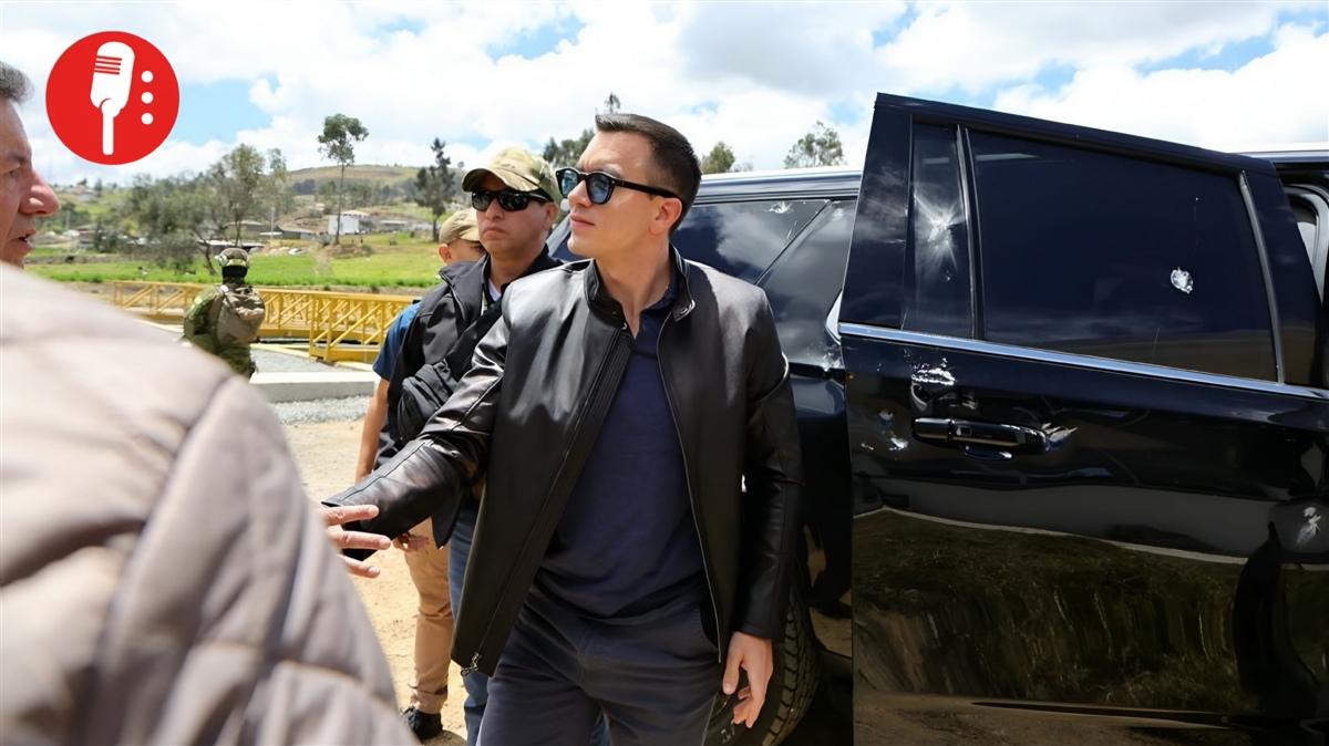 Ataque armado contra el vehículo del presidente de Ecuador, Daniel Noboa