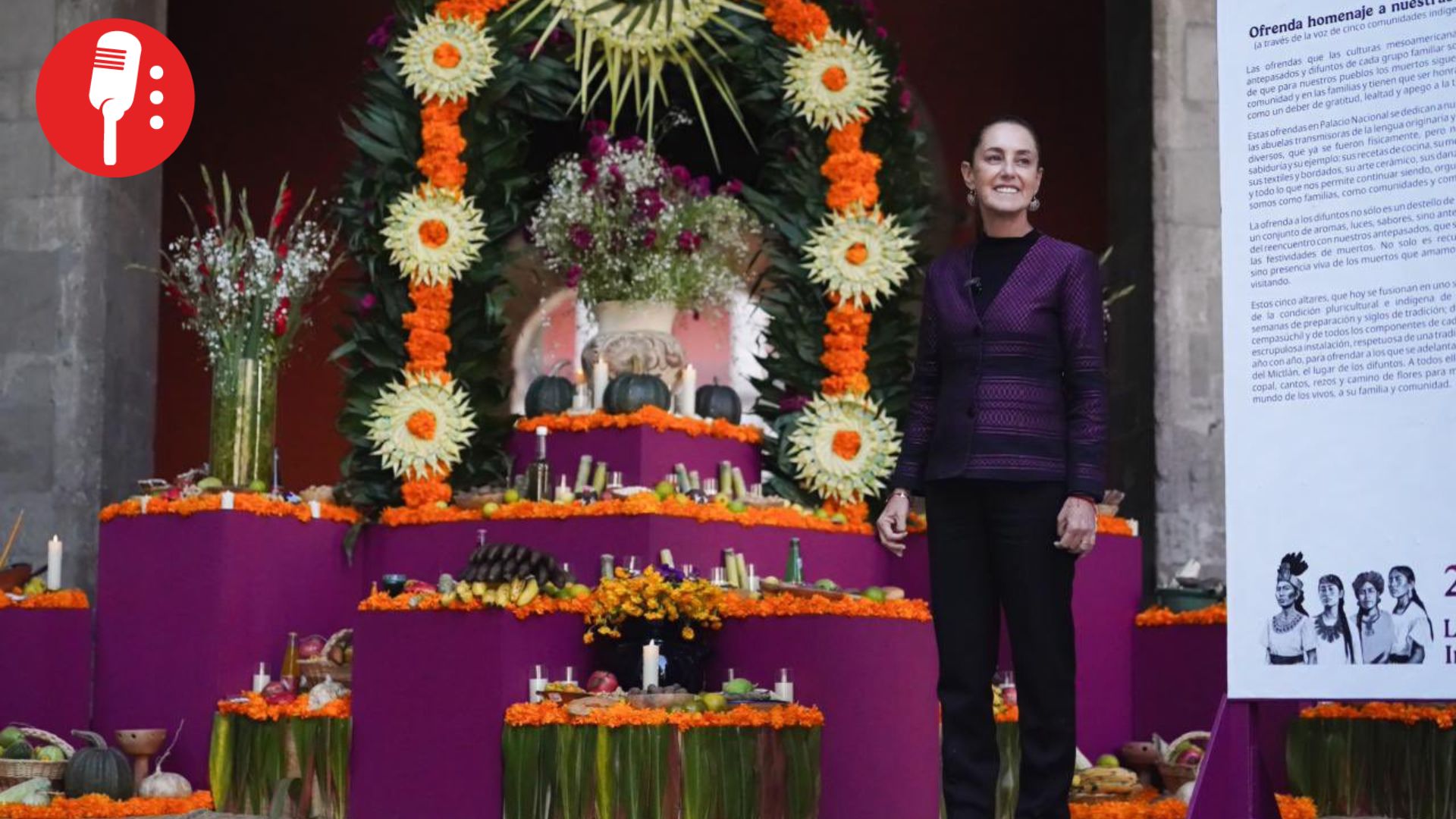 Sheinbaum rinde homenaje a mujeres indígenas con ofrenda de Día de Muertos en Palacio Nacional
