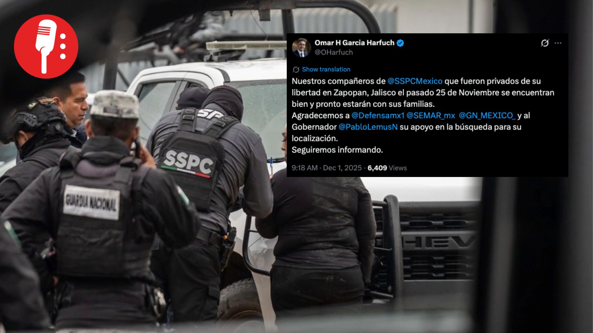 Localizan con vida a agentes de la SSPC secuestrados en Jalisco